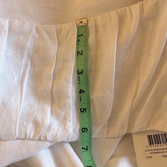 DISSH White Puff Sleeve Linen Crop Top - Picture 11 of 14